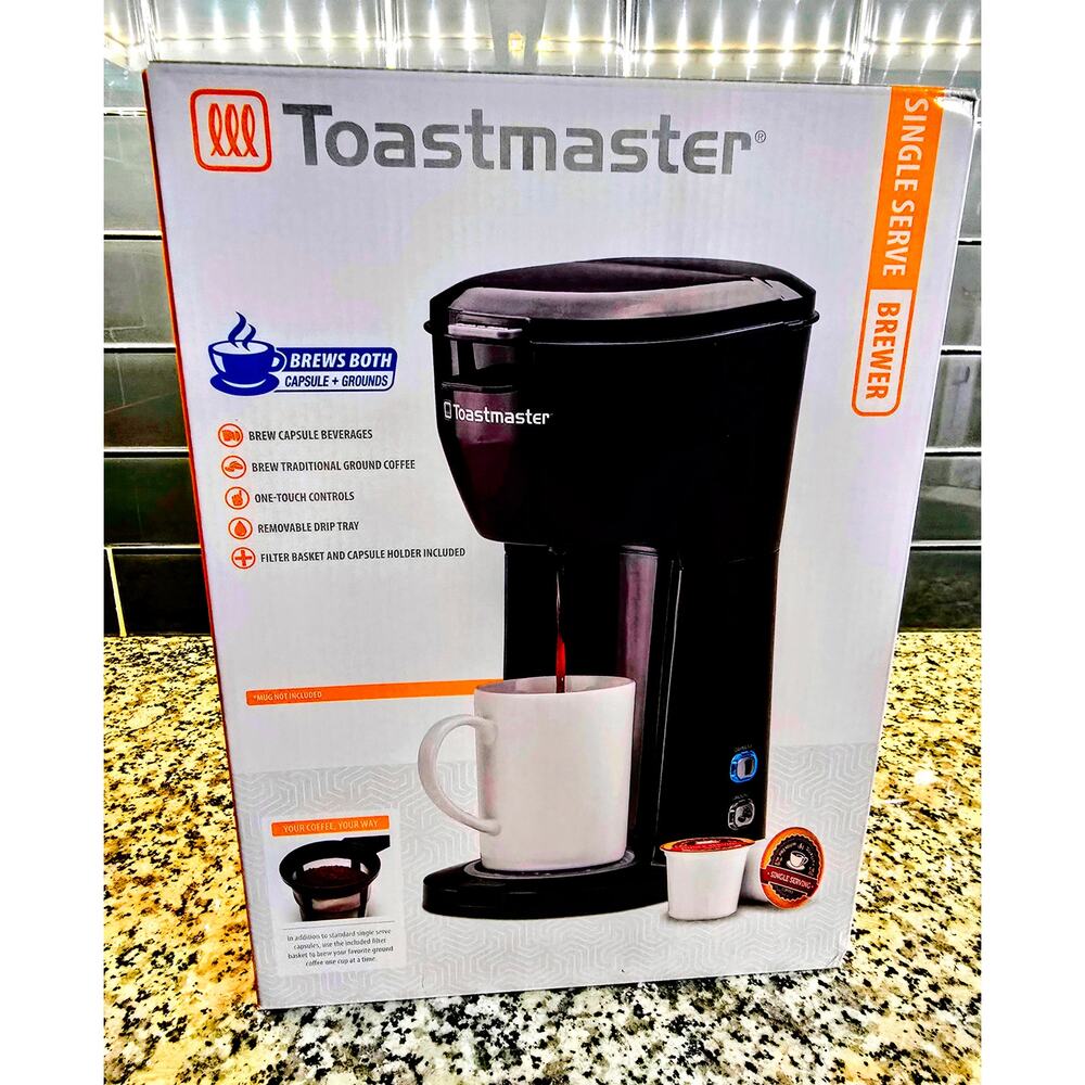 Toastmaster TM-118CM | Single-Serve Coffee Maker | Brew Pods & Grounds |Open Box